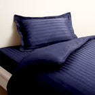 掛布団カバー 単品 シングル レギュラー丈 ショート丈ベッド用 ホテルスタイルストライプ ミッドナイトブルー