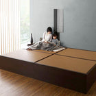 ベッドフレームのみ シングル お客様組立 布団収納・美草・小上がりベッド 畳 連結 ダークブラウン/ブラウン