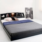 セミダブル フロアベッド ボンネルコイル 照明付 ブラック