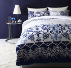 布団カバーセット ベッド用 ダブル4点セット 綿100% リゾート カバーリング (ピローケースx 2 掛布団カバー, ボックスシーツ)