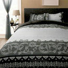 布団カバーセット ベッド用 ダブル4点セット リゾートモダン (ピローケースx 2布団カバー, ボックスシーツ) チャコールグレー