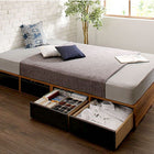 ベッド セミダブル プレミアムボンネルコイル 引き出し4杯 引き出し収納 ウォルナット×ブラック/ブラック