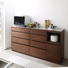 ワイドキッチンカウンター 幅180 開梱設置付き 4段引き出し 天然木