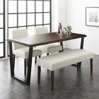 ダイニング 4点セット(テーブル+チェア2脚+ベンチ1脚) W150 耳付きウォールナット 無垢材