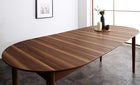 伸長式ダイニングテーブル単品  W160-210 天然木 ウォールナット  オーバル