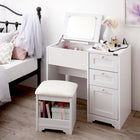 ドレッサー・スツールセット シンプル ガーリー 収納家具