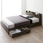 ベッド 収納 国産カバーポケットコイルマットレス付き セミダブル 棚・コンセント