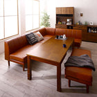 こたつ 大型ソファダイニング 6点セット テーブル+2Pソファ2脚+1Pソファ1脚+コーナーソファ1脚+ベンチ1脚 W120-180 6段階高さ調節 伸縮式