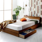 収納 ベッド プレミアムボンネルコイルマットレス付き シングル 棚 コンセント付き 引き出し 2杯 ブラック