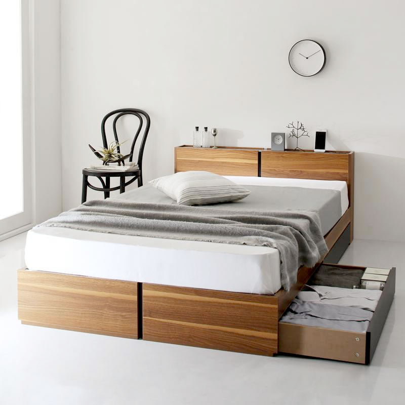 ベッド 収納 フランスベッド マルチラススーパースプリングマットレス付き シングル 棚・コンセント 反射材通販プリズム