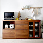 キッチンカウンター 3点セット レンジ台+引き出し+食器棚 日本製完成品 幅180cm 木目調ワイド