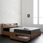 ベッド 収納 セミダブル ウォルナット柄 国産カバーポケットコイルマットレス付き