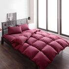 布団 8点セット プレミアム敷布団タイプ ボリューム セミダブル8点セット 抗菌防臭 9色 高機能中綿 ワインレッド