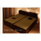 収納畳ベッド 照明・棚付きガス圧式跳ね上げ 国産タイプ 縦開き・ベッドガードなし セミダブル 深さラージ