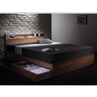 ベッド 収納 シングル ウォルナット柄 国産カバーポケットコイルマットレス付き