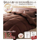 羽毛布団 クイーン ベッドタイプ 10点セット 9色 羽毛布団 ダック