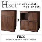 キャビネット + フラップチェスト 2点セット シンプルモダンリビングシリーズ