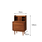 チーク ライティングデスク おしゃれ 天然木チーク材 北欧アンティーク風 リビング収納 W70