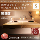 ガス圧式跳ね上げベッド 薄型スタンダードボンネルコイル 縦開き シングル 深さレギュラー