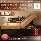 ガス圧式跳ね上げベッド 薄型スタンダードボンネルコイル 横開き シングル 深さレギュラー