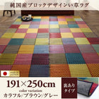 い草ラグ 裏地あり 191×250 純国産 ブロックデザイン