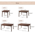 こたつテーブル単品 長方形(80×135cm) 高さ調整4段階 天然木ウォールナット