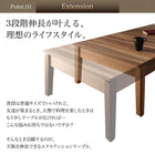 座卓 おしゃれ 伸長式 3段階 天然木 ウォールナット W120-180 リビングテーブル