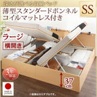 ベッド セミシングル ベッド 跳ね上げ 収納 薄型スタンダードボンネルコイル 横開き お客様組立 深さラージ