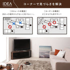 ハーフコーナーテレビボード 幅115 角度調節可能 隠しキャスター付き