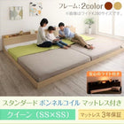 大型 連結ベッド フロアベッド スタンダードボンネルコイル クイーン SS×2