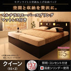 ガス式 ベッド 収納 跳ね上げ クイーン SS×2 マットレス付き フランスベッド マルチラススーパースプリング 縦開き 深さラージ お客様組立