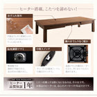 こたつ 大型ソファダイニング 6点セット テーブル+2Pソファ2脚+1Pソファ1脚+コーナーソファ1脚+ベンチ1脚 W120-180 6段階高さ調節 伸縮式