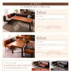 こたつ 大型ソファダイニング 6点セット テーブル+2Pソファ2脚+1Pソファ1脚+コーナーソファ1脚+ベンチ1脚 W120-180 6段階高さ調節 伸縮式
