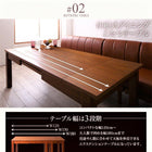 こたつ 大型ソファダイニング 6点セット テーブル+2Pソファ2脚+1Pソファ1脚+コーナーソファ1脚+ベンチ1脚 W120-180 6段階高さ調節 伸縮式