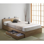 収納 ベッド プレミアムボンネルコイルマットレス付き シングル 棚 コンセント付き 引き出し 2杯