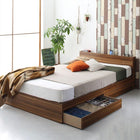 収納 ベッド プレミアムボンネルコイルマットレス付き シングル 棚 コンセント付き 引き出し 2杯