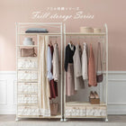 エレガントハンガーラック フリル付き引き出し2杯タイプ 75×35.5×172cm ピンク