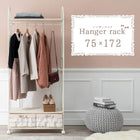 エレガントハンガーラック フリル付き引き出し2杯タイプ 75×35.5×172cm ピンク