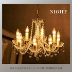 ガラスシャンデリア 8灯 42×42×38cm クリア