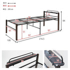 スチール製ベッド ハイタイプ 木脚 宮棚付き シングル ブラック