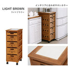 ストッカー 引き出し5段 ロゴあり 明るめ 30×40×79cm ホワイトウォッシュ