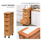ストッカー 引き出し5段 ロゴなし 20×40×79cm ライトブラウン
