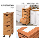 ストッカー 引き出し5段 ロゴなし 25×40×79cm ライトブラウン