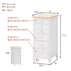 チェスト アンティーク天板 6段 31×38.5×71.5cm ホワイト