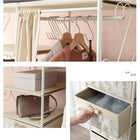 ハンガーラック カーテン/引き出し2杯付き 80×46×173cm ピンク