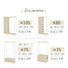 ハンガーラック 引出し2杯付き 幅75cm ブラウン