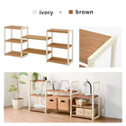 ラック 天然木3列 147×28×66cm Lブラウン