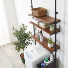 突っ張り洗濯機ラック 90×24×187cm ブラウン/ブラック