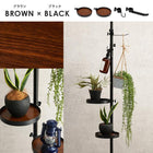 突っ張り棒&パーツ_5点セット 丸型タイプ 43×43×187cm ブラウン/ブラック