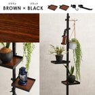 突っ張り棒&パーツ_5点セット 角型タイプ 43×43×187cm ブラウン/ブラック